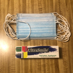 Face Masks (10 pieces) with UltraSmile Premium Natural Toothpaste , while supplies last. Personal Package